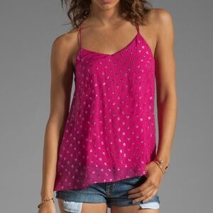 Ella Moss Lucie Sparkle Dot Racerback Tank Small S - Color “Punch” Pink